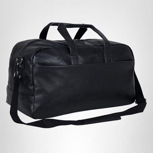 Kenneth Cole Reaction Port Stanley 20" Duffel Bag Pebbled Vegan Leather Carry-On Duffle Travel Bag/Overnight Shoulder Duffel, Black