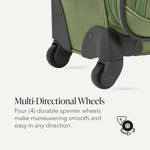 SWISSGEAR Sion Carry-On Spinner Luggage, Softside Expandable, Lightweight Suitcase, Evergreen, 22.75-Inch