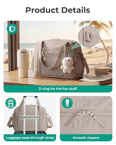 BAGSMART Expandable Personal Item Travel Bag, Lightweight Gym Bag for Women, 24L Weekender Travel Duffle with Toiletry Bag, Carry on Overnight Duffel, Camel