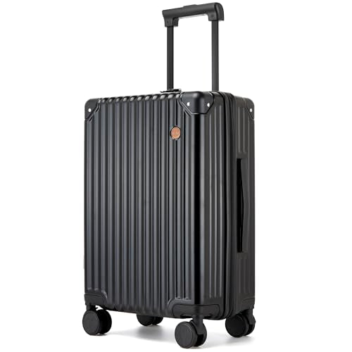 Hulsin 20 Inch Carry on Luggage,Airline Approved 22x14x9 Hard Shell Carry on Suitcase with 360° Spinner Wheels,TSA Lock and Lightweight Hardside Carry-on Luggage for Travel (Black, 20 Inch)