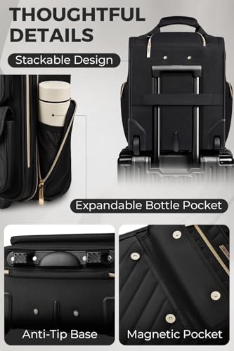 HotWay Underseat Carry On Luggage with Wheels, 16 inch Lightweight Under Seat Luggage, Small Soft Sided Personal Item Suitcase for Airline Travel, Black