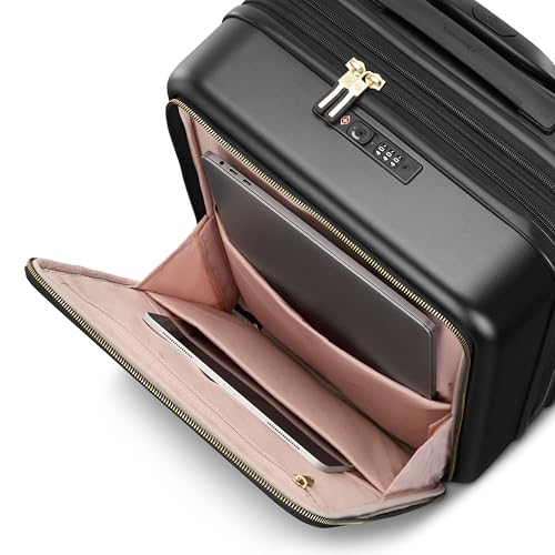 Samsonite Mobile Solutions 2 Carry-On Luggage, Expandable Spinner Suitcase with Laptop Compartment, TSA Lock, Lightweight Travel Bag with Dual Spinner Wheels & WetPak Storage, Black