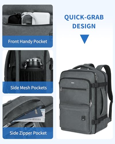 WANDF Travel Backpack For Spirit Airlines Personal Item Bag 18x14x8 with Wet Pocket, 17 Inch Laptop Backpack for Men Women（Grey）