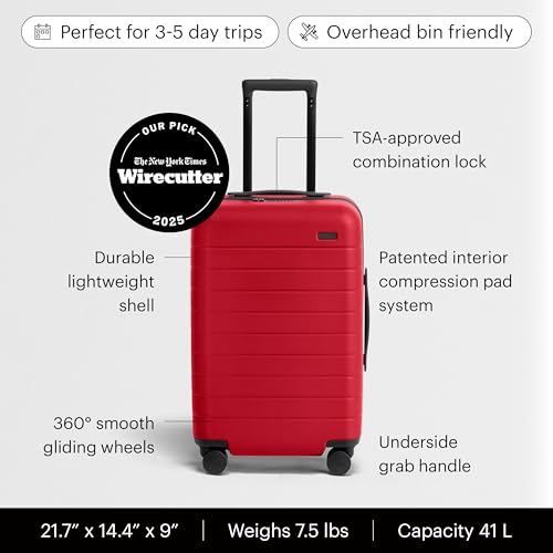 Away Carry-On Luggage - 22-Inch Lightweight Hardside Suitcase with 360° Spinner Wheels, Interior Compression System, TSA-Approved Lock - Cherry Red