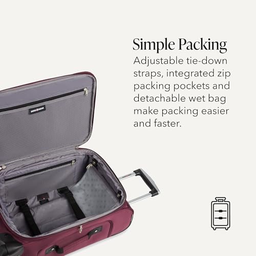 SWISSGEAR Sion Carry-On Spinner Luggage, Softside Expandable, Lightweight Suitcase, Merlot, 22.75-Inch