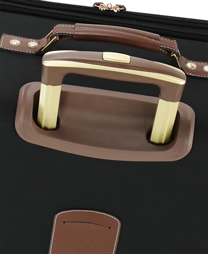 London Fog Nottingham 20 Inch Expandable Spinner Carry on Softside Suitcase, Black Chestnut