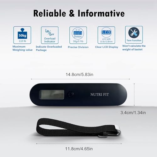 NUTRI FIT Luggage Scale Travel Digital Suitcase Weight Scale Portable 110lb