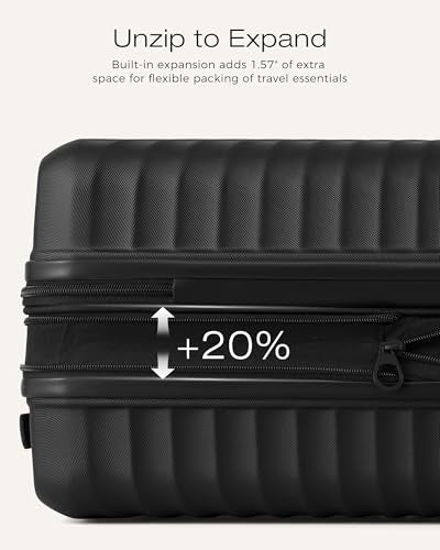 Coolife Carry On Luggage Expandable Hardside Upgrade PC Durable Lightweight Travel Suitcases with Dual Spinner Wheels & TSA Lock (Black, Carry-On 20-Inch)