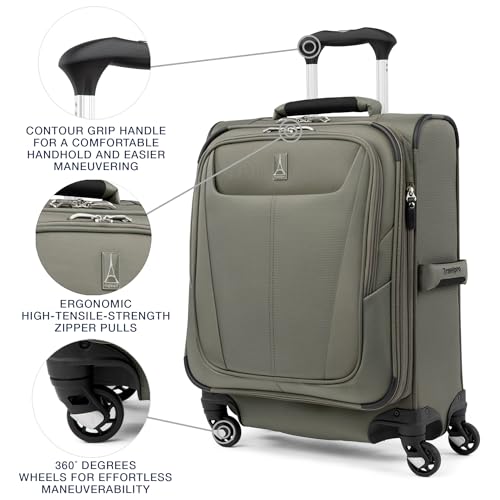 Travelpro Maxlite 5 Softside Expandable Luggage with 4 Spinner Wheels, Lightweight Suitcase, Men and Women, International, Slate Green, Carry-on 19-Inch