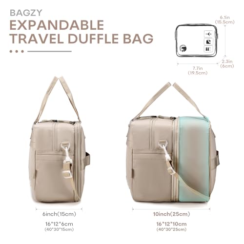 BAGZY 40x30x15cm Personal Item Travel Bag 16x12x6 Under-seat Carry on Bags for Airplanes 20L Expandable 30L Lightweight Duffle Bag Weekender Bags with Wet Pocket for Gym Overnight Hospital Blue