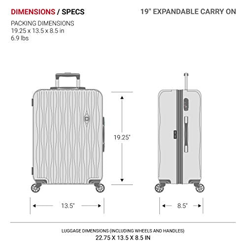 SwissGear 7272 Energie Expandable Hardside Luggage with Spinner Wheels and TSA Lock, Gunmetal, Carry-On 19-Inch