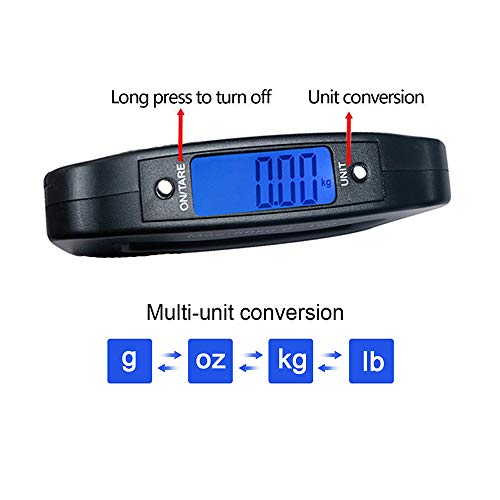 YAGSUW Handheld Digital Luggage Scale with Grip for Travel Portable Electronic Weighing Suitcase and Bag 110Lb/50kg Black