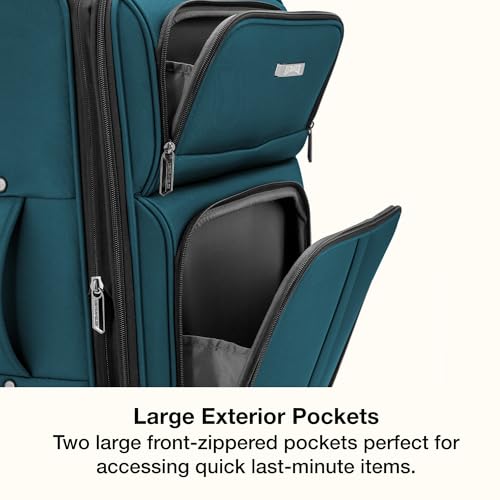 U.S. Traveler Anzio Softside Expandable Luggage with Spinner Wheels, Teal, 22-Inch Carry-on