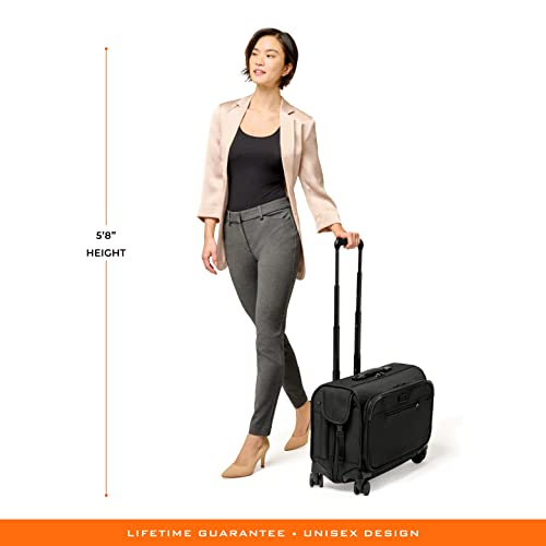 Briggs & Riley 21" Carry-On Wheeled Garment Spinner - Carry On Luggage for Travel, Suitcases with Wheels, Softside Rolling Bag for Men & Women, Built in Hook for Clothes - Baseline Collection, Black