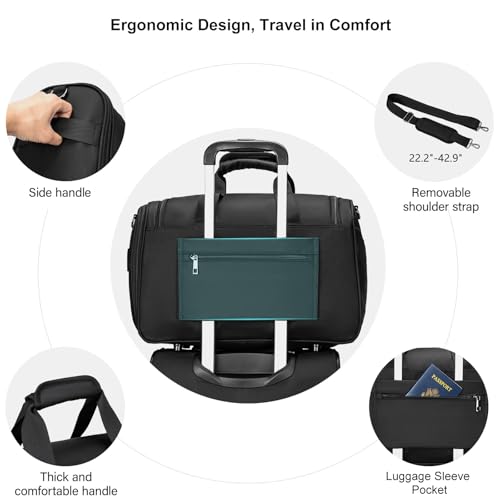 TIAWOLT Underseat Carry On Luggage Lightweight Travel Tote Weekender Bag Overnight Duffle for Trip, Travel Essentials Personal Item Travel Bag for Women and Men,Black