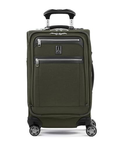 Travelpro Platinum Elite Softside Expandable Carry on Luggage, 8 Wheel Spinner Suitcase, USB Port, Suiter, Men and Women, Pilot Green, Carry On 21-Inch