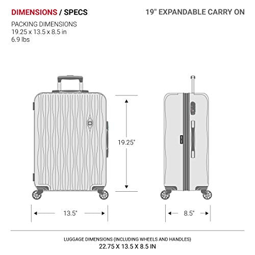 SwissGear 7272 Energie Expandable Hardside Luggage with Spinner Wheels and TSA Lock, Black, Carry-On 19-Inch