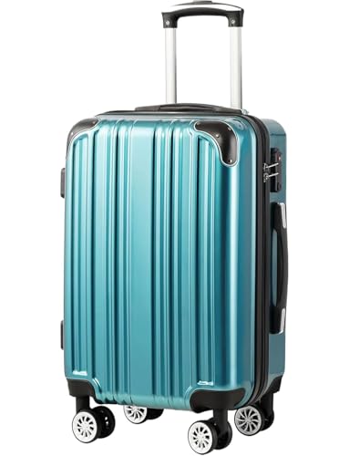 Coolife Carry On Luggage, Suitcase with Durable and Lightweight, carry on suitcase with PC+ABS Hardshell, Dual Spinner Wheels, TSA Lock, and YKK Zipper(green new, S(20in)_carry on)