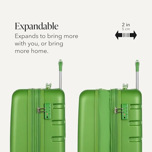 SwissGear 7366 Signature Hardside Expandable Luggage with Spinner Wheels, TSA Lock, Cup-Holder, Green, Carry-On 19-Inch