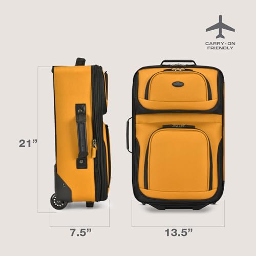U.S. Traveler Rio Lightweight Softside Rolling Carry-on Suitcase, 2-Wheel Single, Orange