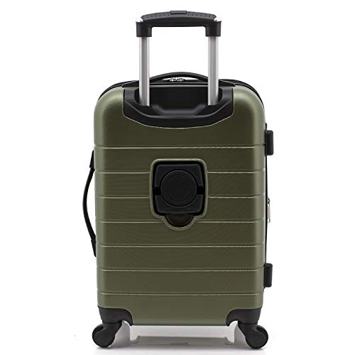 Wrangler Smart Spinner Hardside Luggage, 22-Inch Carry-On, Olive Green
