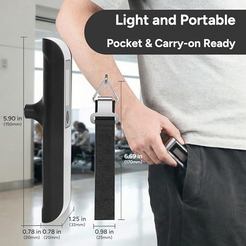 travel inspira Luggage Scale, Digital Luggage Scales, Baggage Scale with Overweight Alert LCD Display 110LB / 50KG (Stainless Steel, Black) Battery Included