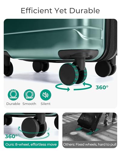 BAGSMART Carry On Luggage 22x14x9 Airline Approved with Spinner Wheels,Lightweight 20 Inch Luggage with TSA Lock,Expandable Hard Shell Carry On Suitcases for Men Women,Pine Green