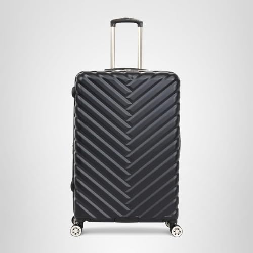 Kenneth Cole REACTION Madison Square Lightweight Hardside Chevron Expandable Spinner Luggage, Black, 20-Inch Carry On