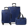 Travelpro Runway 3 piece Luggage Set, Carry on UnderSeat Luggage Soft Tote, Carry-on & Convertible Medium to Large 28-Inch Check-in Expandable Luggage, 4 Spinner Wheels, Softside Suitcase, Blue