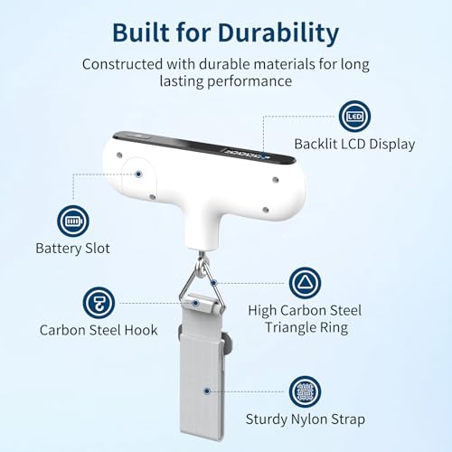 Ultrean Luggage Scale, 110lb Digital Suitcase Weight Scale for Travel, Portable Handheld Baggage Scale with Ergonomic Curved Handle for Comfortable Grip, Battery Included