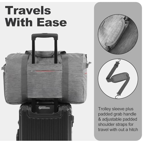 Canway 40L Foldable Duffle Bag for Travel Men & Women Carry On 22"x14"x9" Airline Approved, Small Luggage Overnight Bag with Shoe Compartment, Water-Resistant Gym & Sports Bag