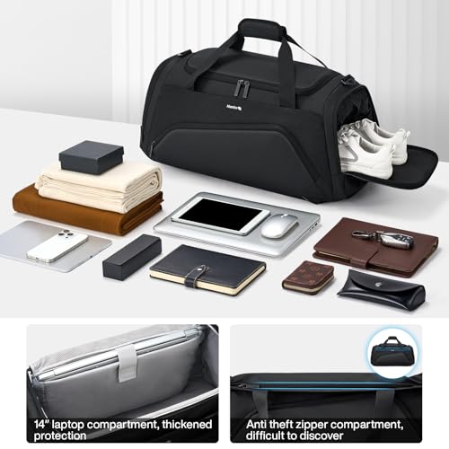 Hanke Carry On Luggage Airline Approved Duffle Bag for Travel, Multifunctional 3 In 1 Travel Duffel Bags for Traveling, 44L Weekender Overnight Gym Hiking Tote Bags for Men & Women.（Black）