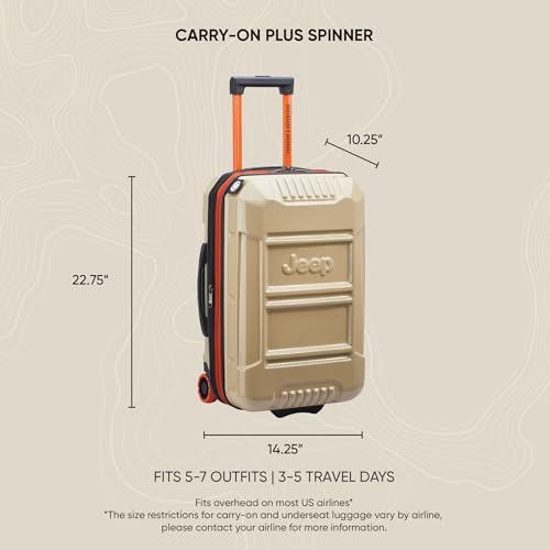 Jeep JH003B Hardside Expandable Luggage with Two Wheels, Black, Carry-On 21 Inch