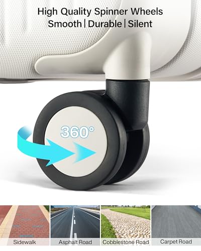 Hanke 20 Inch Carry On Luggage, Premium PC Hard shell Suitcase with 4:6 Deep Compartment, Fully Enclosed Interior, Silent Spinner Wheels & TSA Lock for Business Travel & Weekend Getaways, White