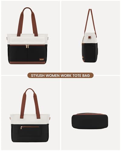 LOVEVOOK Laptop Tote Bag for Women – 15.6" Roomy Work Bag with Large Inside Cup Pocket, Multiple Pockets for Teacher Nurse, Large Capacity Carry on Travel, Computer Purse Handbag for Office College