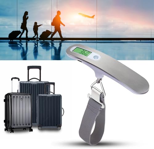 Rechargeable Digital Travel Scale with Strap for Luggage Suitcase Baggage Weighing, Weight Max up to 110 Lbs/50kg & LCD Display Screen Design,USB Type-C Port (Silver)