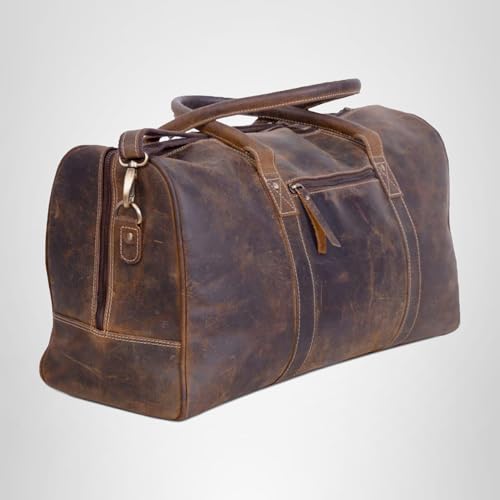Leather Travel Duffle Bags for Men and Women cabin friendly Weekend Bag Sports Gym airplane carry on overnight duffel