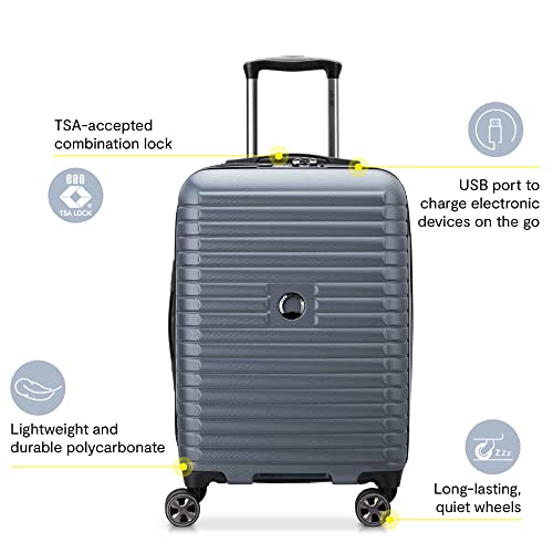 DELSEY PARIS Cruise 3.0 Hardside Expandable Luggage with Spinner Wheels, Deep Sea Navy, Carry on 20 Inch