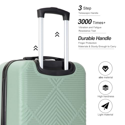 Tripcomp 2 Piece Carry on Luggage Set, Airline Approved 20 Inch Luggage with Cosmetic Case HardShell Suitcase with Spinner Wheels, Lightweight Durable Hardside Suitcases Set, Olive Green