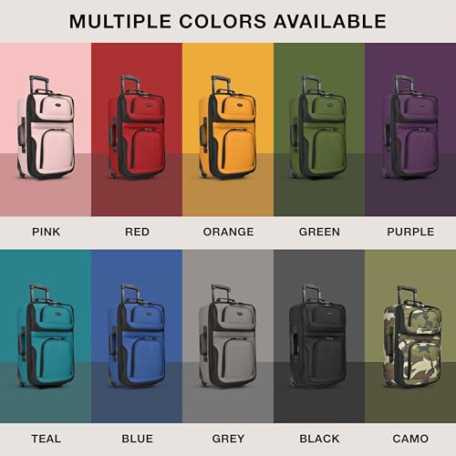 U.S. Traveler Rio Lightweight Softside Rolling Carry-on Suitcase, 2-Wheel Set, Purple
