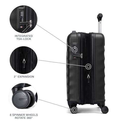 Travelpro Maxlite Air V2 Hardside Expandable Carry on Luggage, 8 Spinner Wheels, Lightweight Hard Shell Suitcase, TSA lock, Black, International Carry On 18-Inch