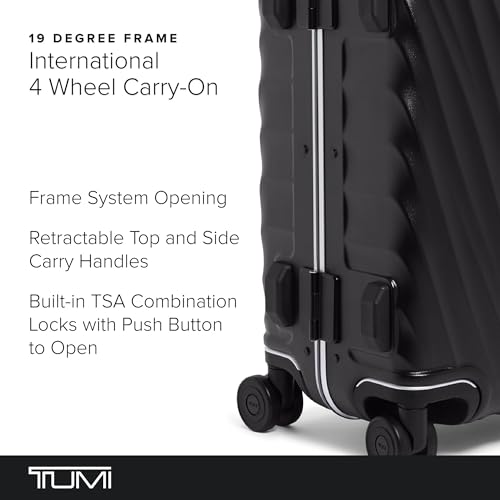 TUMI 19 Degree Frame International 4 Wheel Carry-On - Lightweight Suitcase - Hard Shell Luggage - 21.8" X 14.0" X 9.0" - Black Texture