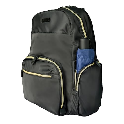 Kenneth Cole REACTION Sophie Women's Silky Nylon 15" Laptop & Tablet Anti-Theft RFID Travel Backpack Bag, Black With 20" Carry-On