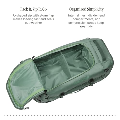 Eagle Creek Cargo Hauler Duffel Bag - Carry-On Duffel Bag for Travel - Easy Access Compartments - Lockable Zipper Opening - Water Resistant - Duck Green - 60L