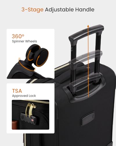 LOVEVOOK 4 Pcs Carry On Luggage 22x14x9 Airline Approved 20 Inch Underseat Carry on Suitcase for Women Men Softside Travel Luggage with Spinner Wheels and TSA Lock