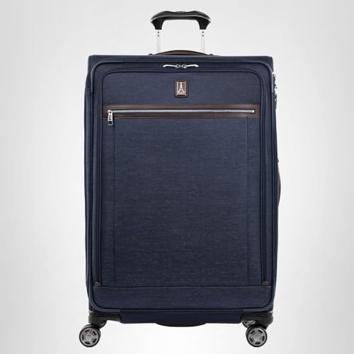 Travelpro Platinum Elite Softside Expandable Carry on Luggage, 8 Wheel Spinner Suitcase, USB Port, Suiter, Men and Women, True Navy Blue, Carry On 21-Inch