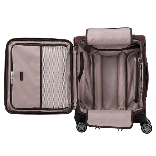 Travelpro Platinum Elite Softside Expandable Carry on Luggage, 8 Wheel Spinner Suitcase, USB Port, Men and Women, International, Bordeaux Red, Carry On 19-Inch