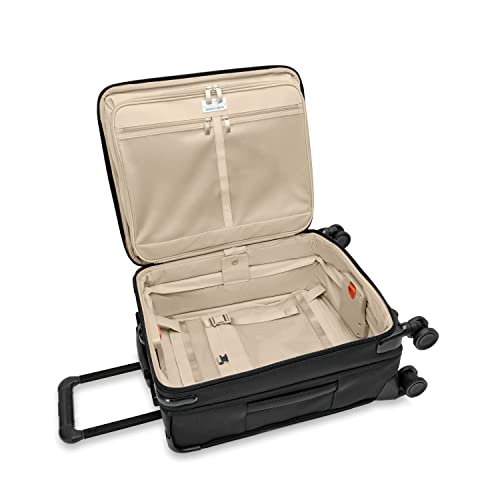 Briggs & Riley Global 21" Carry On Expandable Spinner - Luggage for International Travel, Suitcases with Wheels, Softside Rolling Bag for Men & Women, Self-Repairing Zipper- Baseline Collection, Black