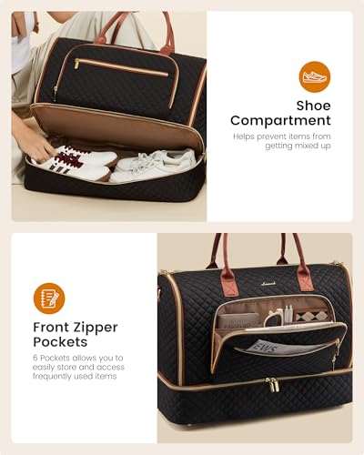 LOVEVOOK Convertible Travel Duffle Bag for Women Men, Garment Bag for Travel, Quilted Overnight Weekender Carry On Duffel Bags for Airplane, Suit Bags for Trip, Business