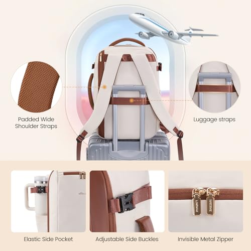 LOVEVOOK 40L Travel Backpack for Women,Carry on Luggage Backpack Flight Approved with 3 Packing Cubes,Waterproof Personal Item Travel Bag fits 17 Inch Laptop,Overnight Weekender Business Daypack
